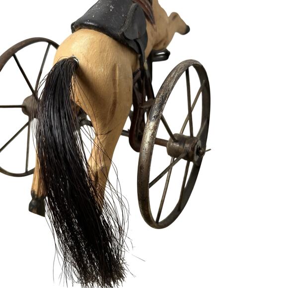 Vtg Primitive Horse Tricycle Iron Pedal Toy Folk Art Whimsical Storybook Holiday - Picture 5 of 14